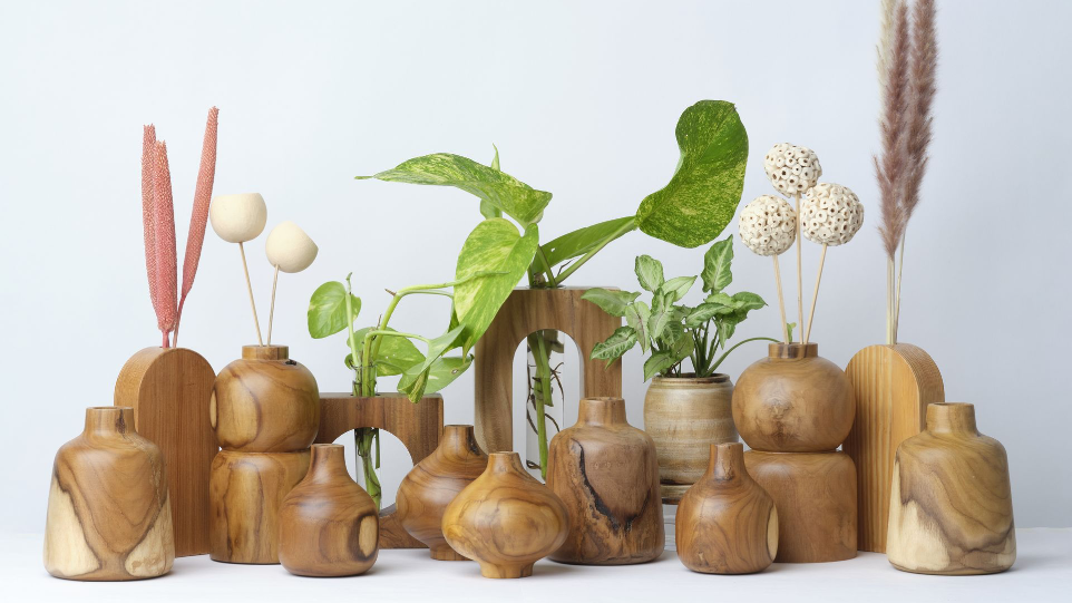 Wooden Vase and Planters